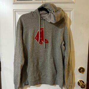 Nike cooperstown large Boston Red Sox grey hoodie patch logo